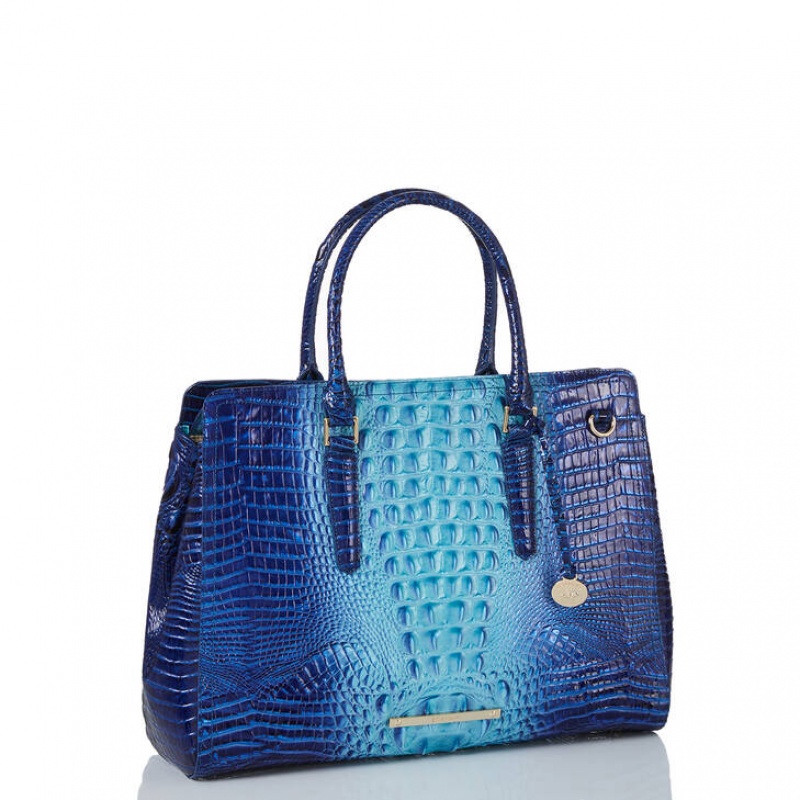 Blue Women's Brahmin Finley Carryall Satchel Bags | 6431RTCSV