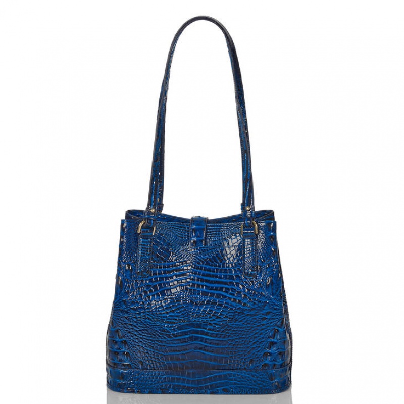 Blue Women's Brahmin Fiora Bucket Bags | 3520DHOCV