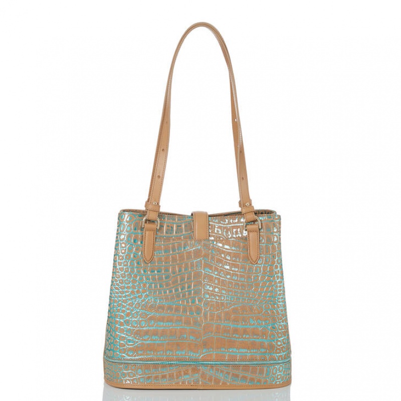 Blue Women's Brahmin Fiora Bucket Bags | 9628UGQYC