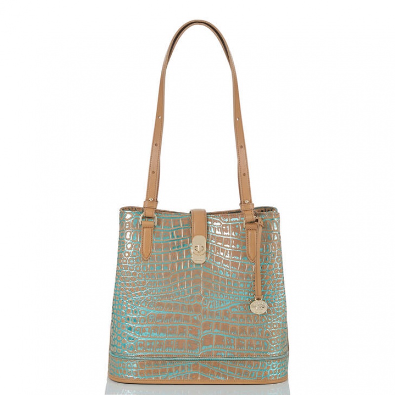 Blue Women\'s Brahmin Fiora Bucket Bags | 9628UGQYC