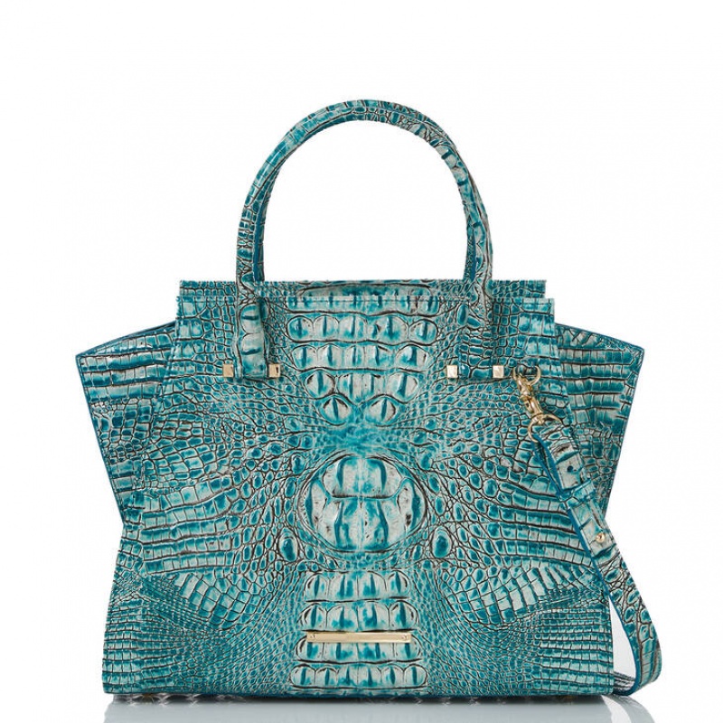 Blue Women's Brahmin Priscilla Satchel Bags | 6704MAFQN