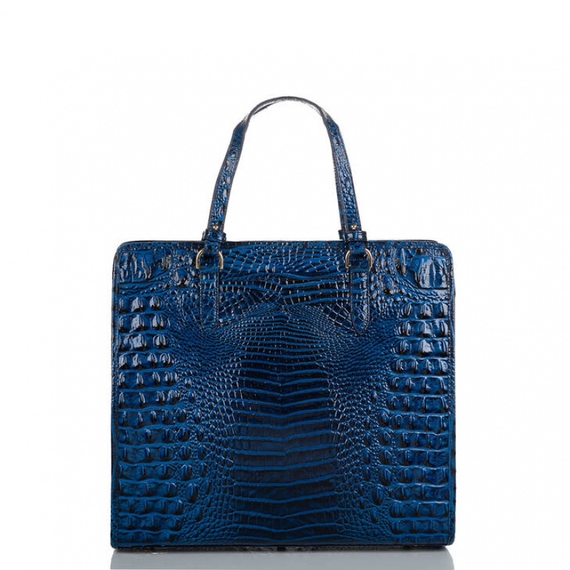 Blue Women's Brahmin Tia Tote Bags | 4516DHJXL