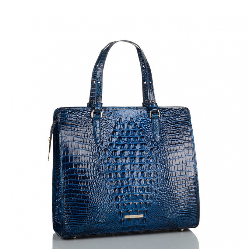 Blue Women\'s Brahmin Tia Tote Bags | 4516DHJXL