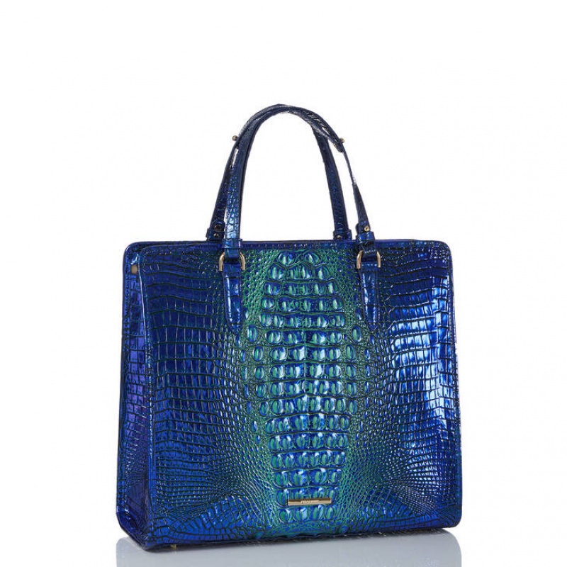 Blue Women's Brahmin Tia Tote Bags | 5963RWHBX