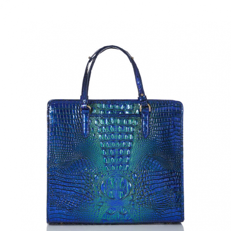 Blue Women's Brahmin Tia Tote Bags | 5963RWHBX