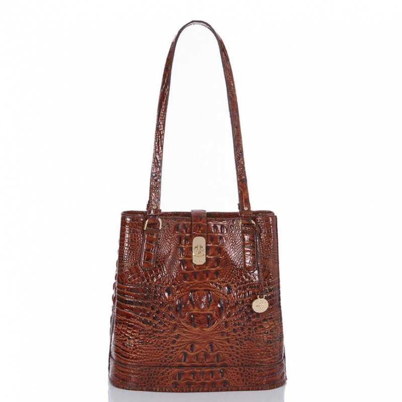 Brown Women\'s Brahmin Fiora Bucket Bags | 1524DQFCH