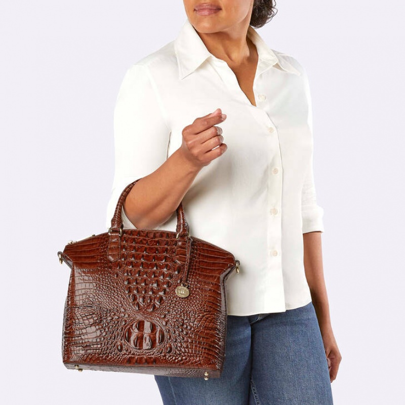 Brown Women's Brahmin Large Duxbury Satchel Bags | 3194EGLJV