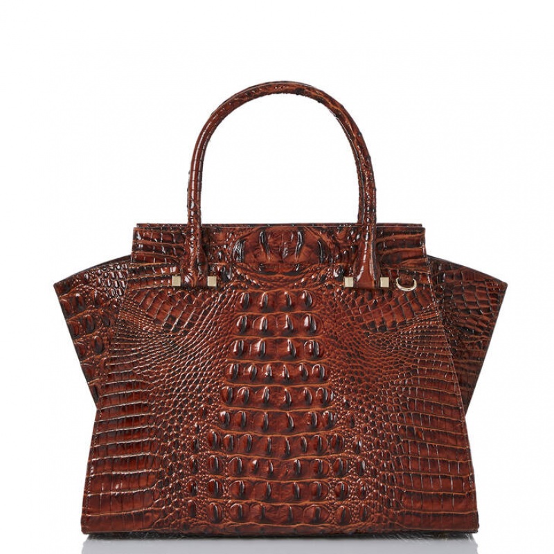 Brown Women's Brahmin Priscilla Satchel Bags | 1075CIYDP