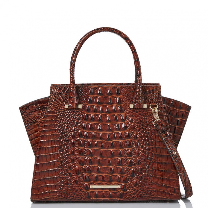 Brown Women's Brahmin Priscilla Satchel Bags | 1075CIYDP