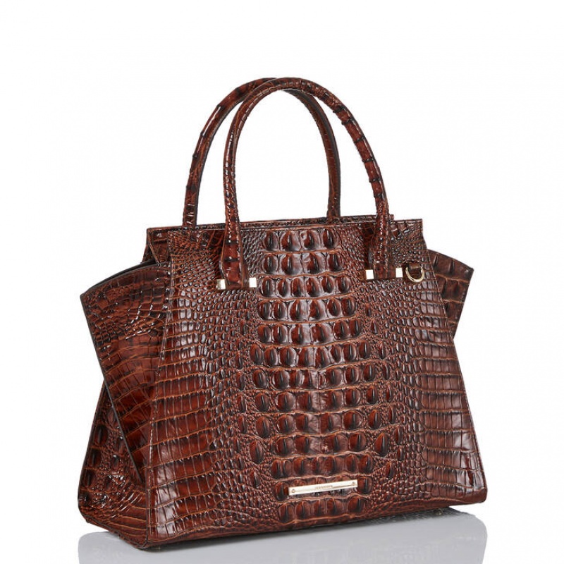 Brown Women\'s Brahmin Priscilla Satchel Bags | 1075CIYDP