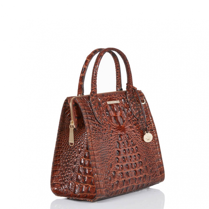 Brown Women's Brahmin Small Caroline Satchel Bags | 9485PTVRK