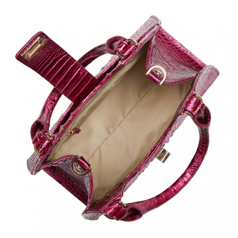 Burgundy Women's Brahmin Adrian Satchel Bags | 8403WVJYO