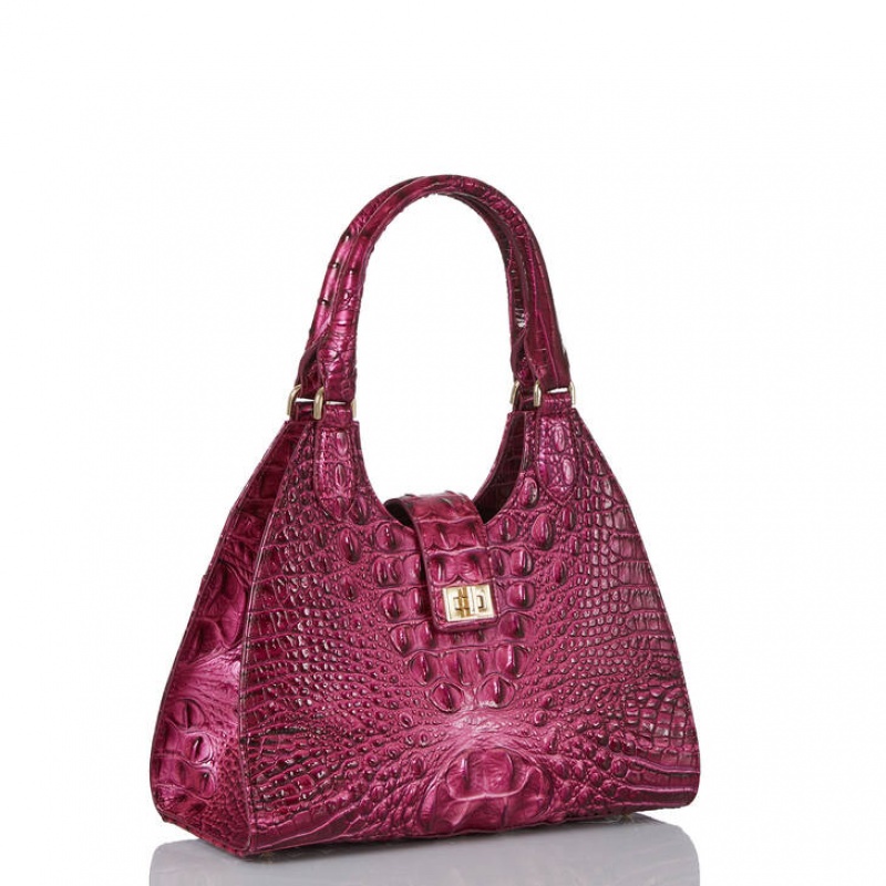 Burgundy Women\'s Brahmin Adrian Satchel Bags | 8403WVJYO