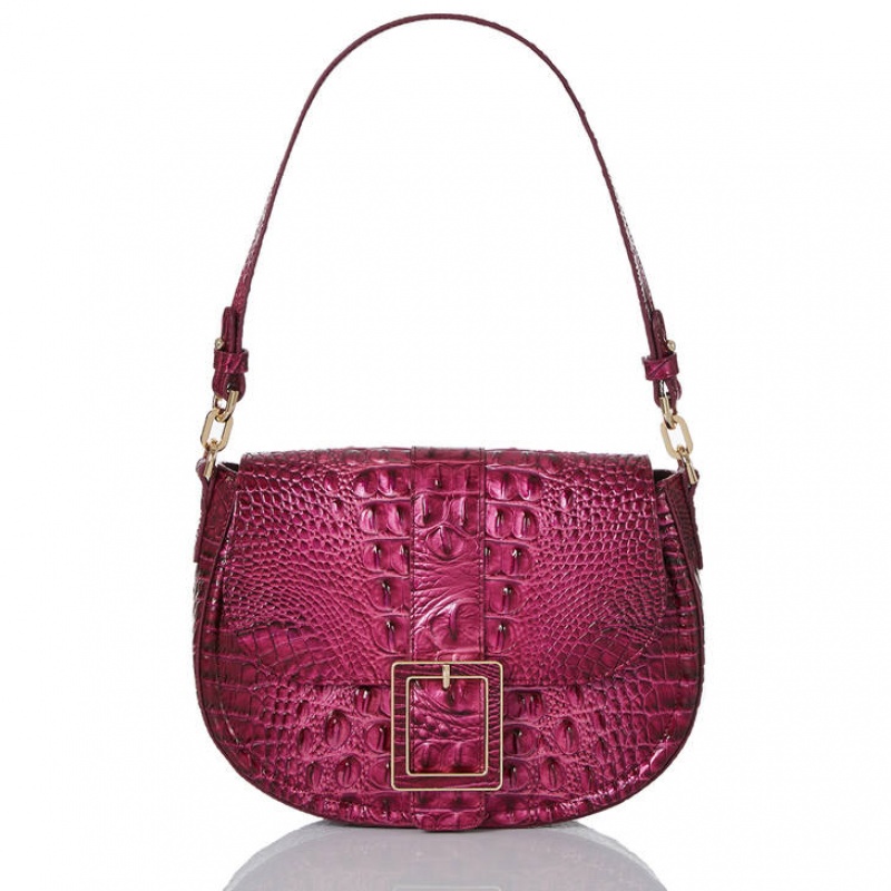 Burgundy Women's Brahmin Cynthia Shoulder Bags | 2079YMOLH