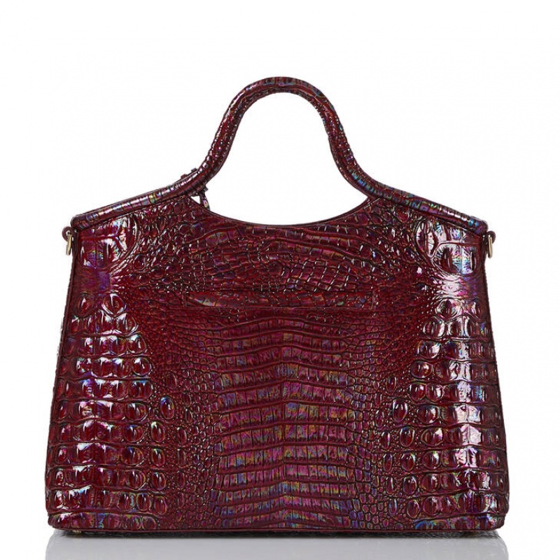 Burgundy Women's Brahmin Elaine Satchel Bags | 6038HNDXP