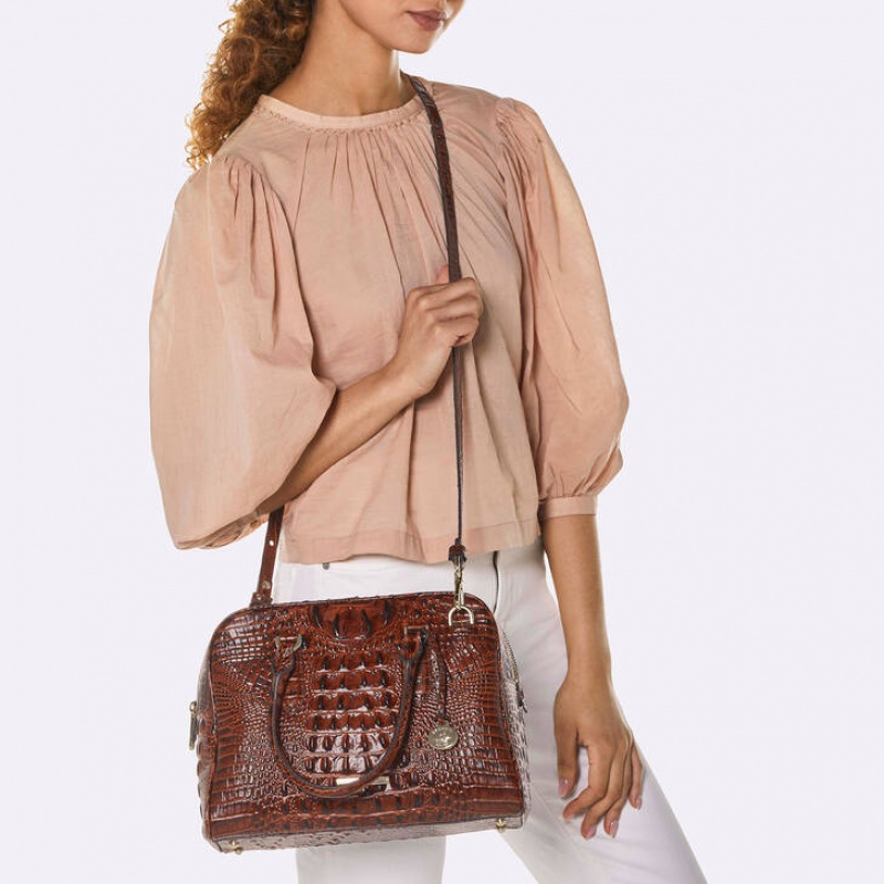 Burgundy Women's Brahmin Marissa Satchel Bags | 8476NCRMH