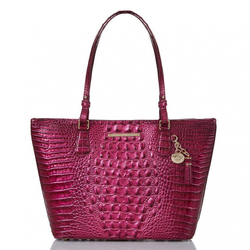 Burgundy Women\'s Brahmin Medium Asher Tote Bags | 9534YREKC