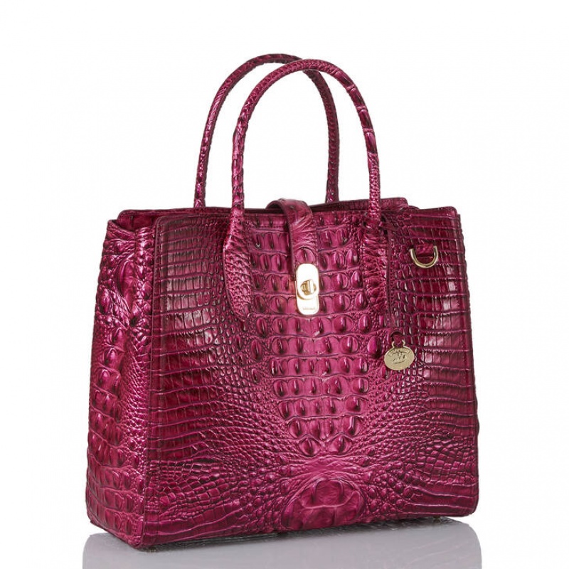 Burgundy Women's Brahmin Nakita Satchel Bags | 8923UOIDY