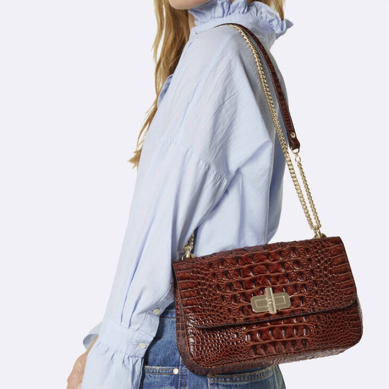 Burgundy Women's Brahmin Rosalie Crossbody Bags | 6937WBRJC