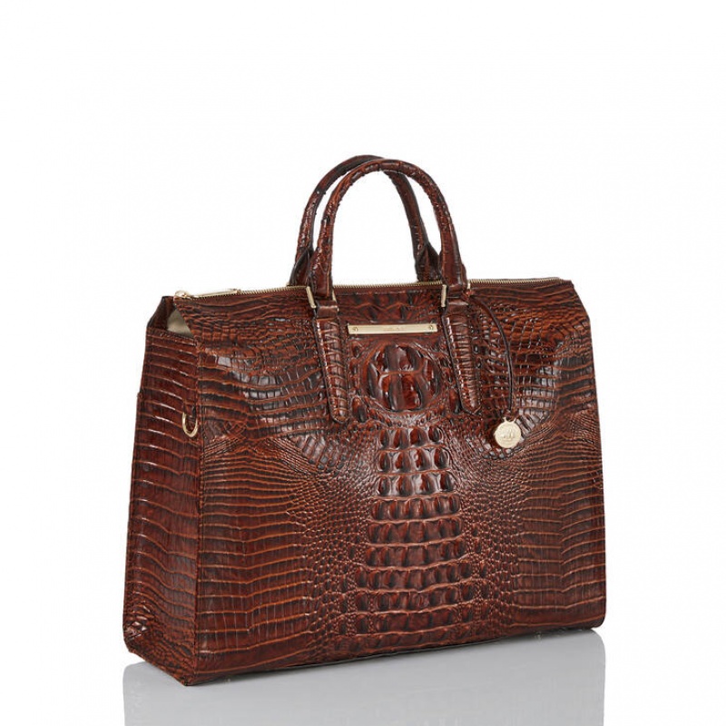 Chocolate Women's Brahmin Business Tote Tote Bags | 4301LGQNU