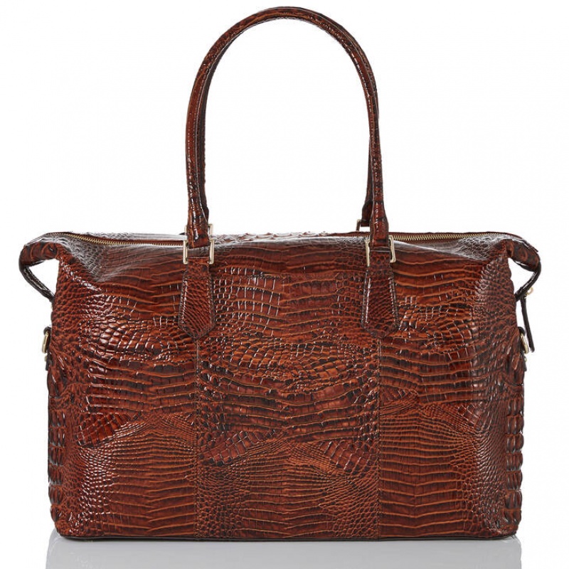 Chocolate Women's Brahmin Duxbury Weekender Travel Bags | 4675KVIPX