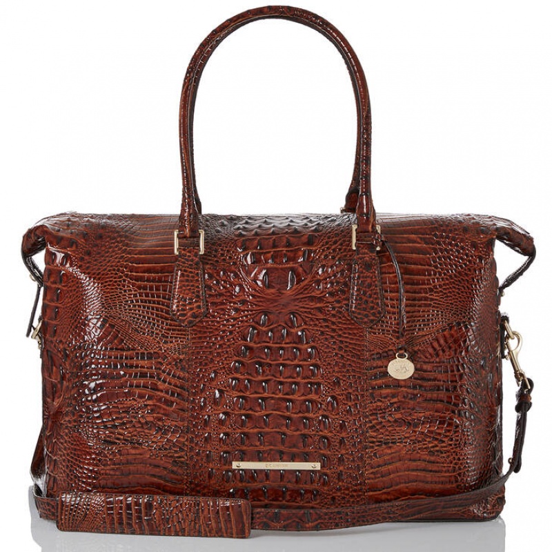 Chocolate Women's Brahmin Duxbury Weekender Travel Bags | 4675KVIPX