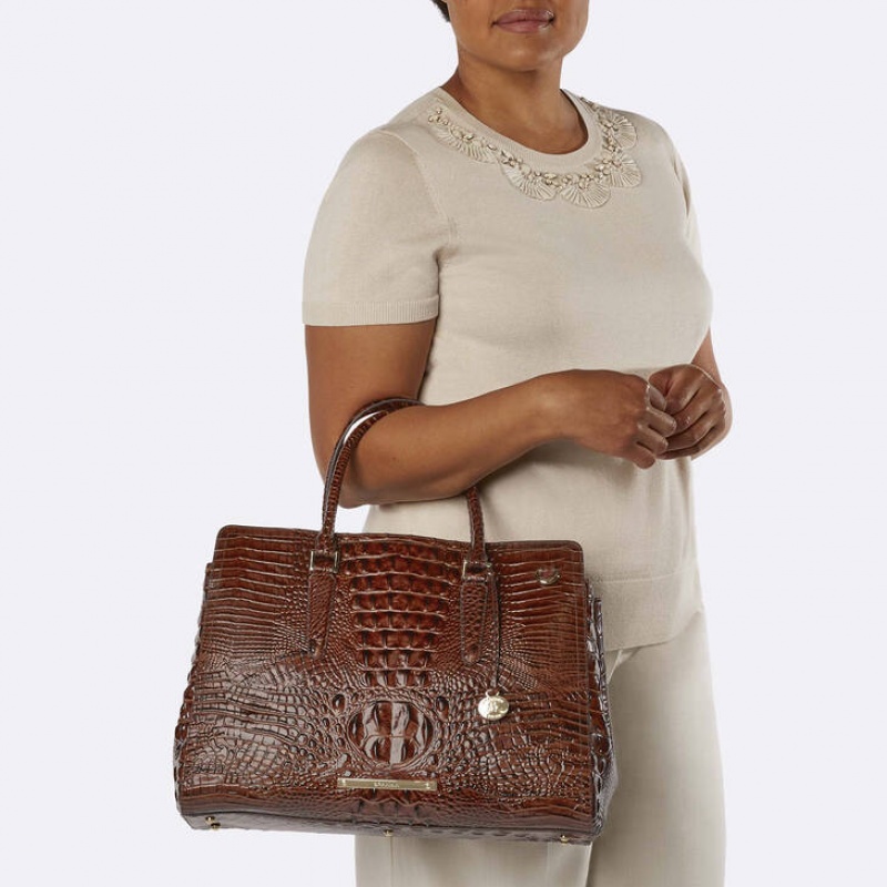 Chocolate Women's Brahmin Finley Carryall Travel Bags | 6289TJLXI