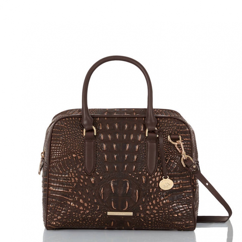 Chocolate Women's Brahmin Marissa Satchel Bags | 5671KETSA