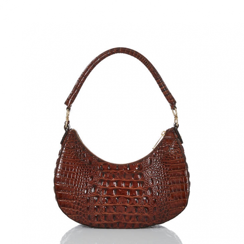 Chocolate Women's Brahmin Small Bekka Shoulder Bags | 5970HMKVF