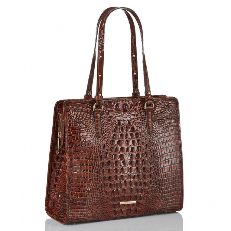 Chocolate Women's Brahmin Tia Tote Bags | 6372EGBJK