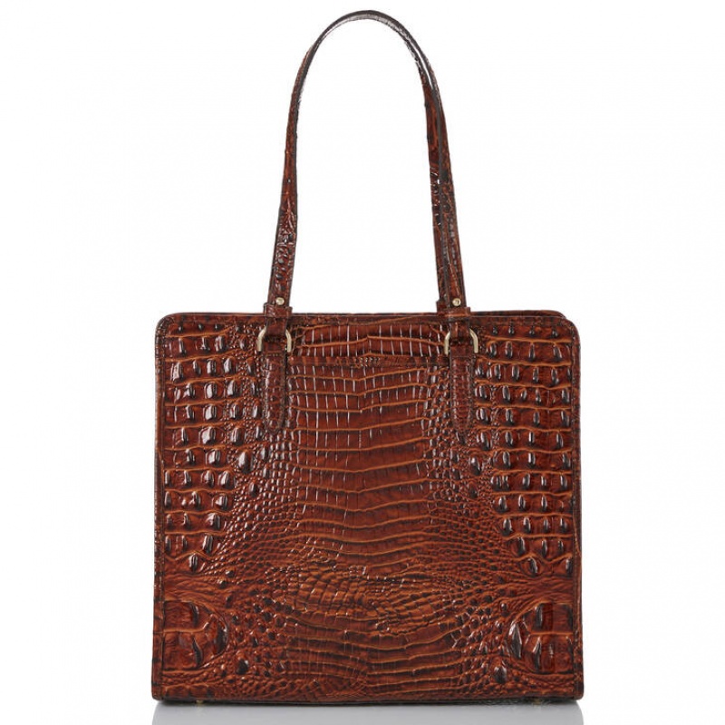 Chocolate Women's Brahmin Tia Tote Bags | 6372EGBJK