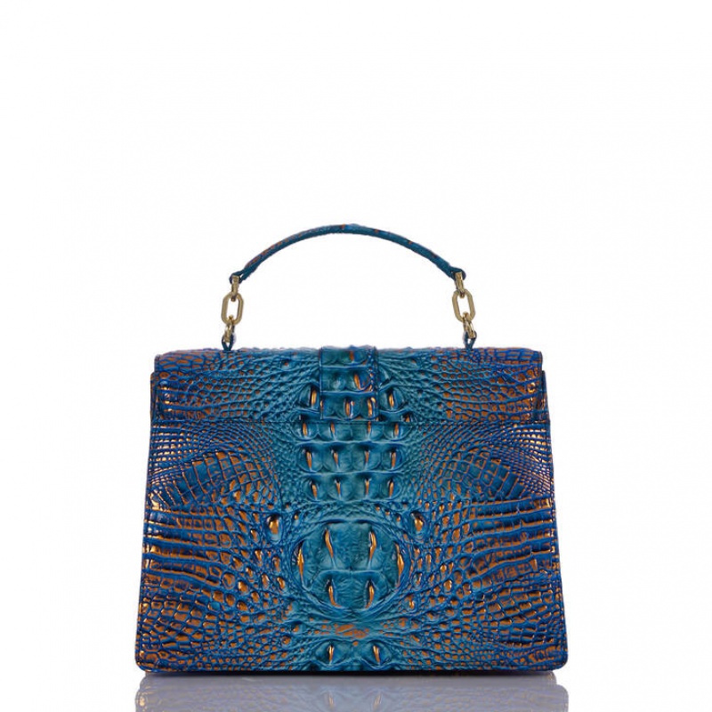 Deep AZURE Women's Brahmin Hallie Satchel Bags | 0346MLETH