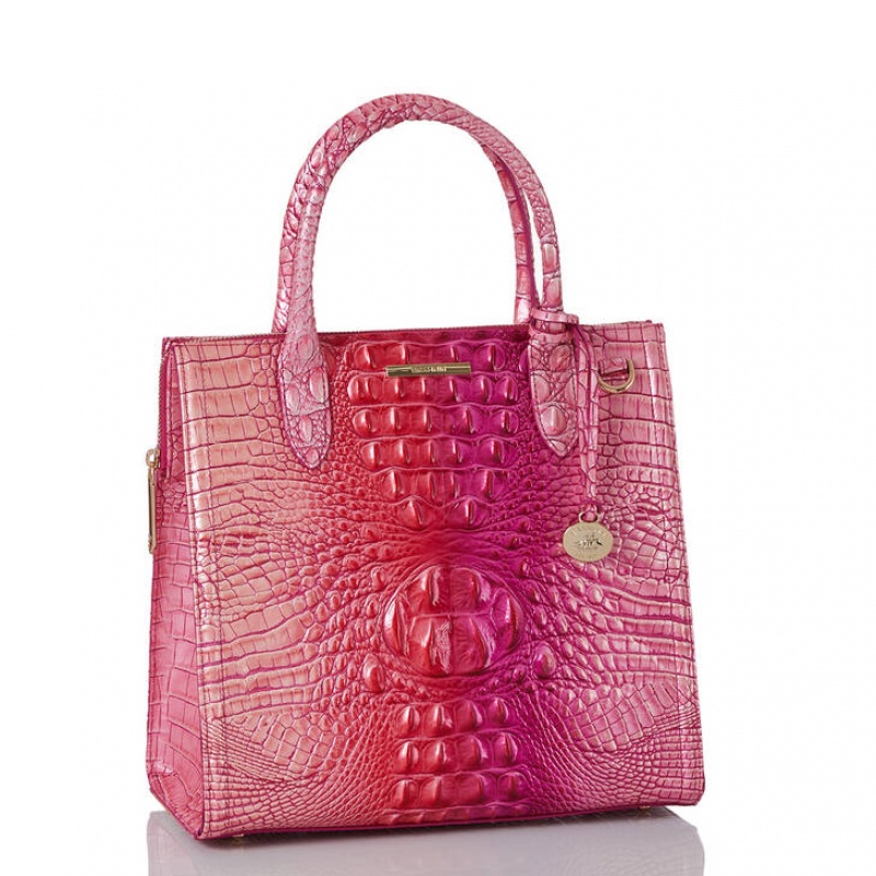 Fuchsia Women's Brahmin Caroline Satchel Bags | 5298TUJRL