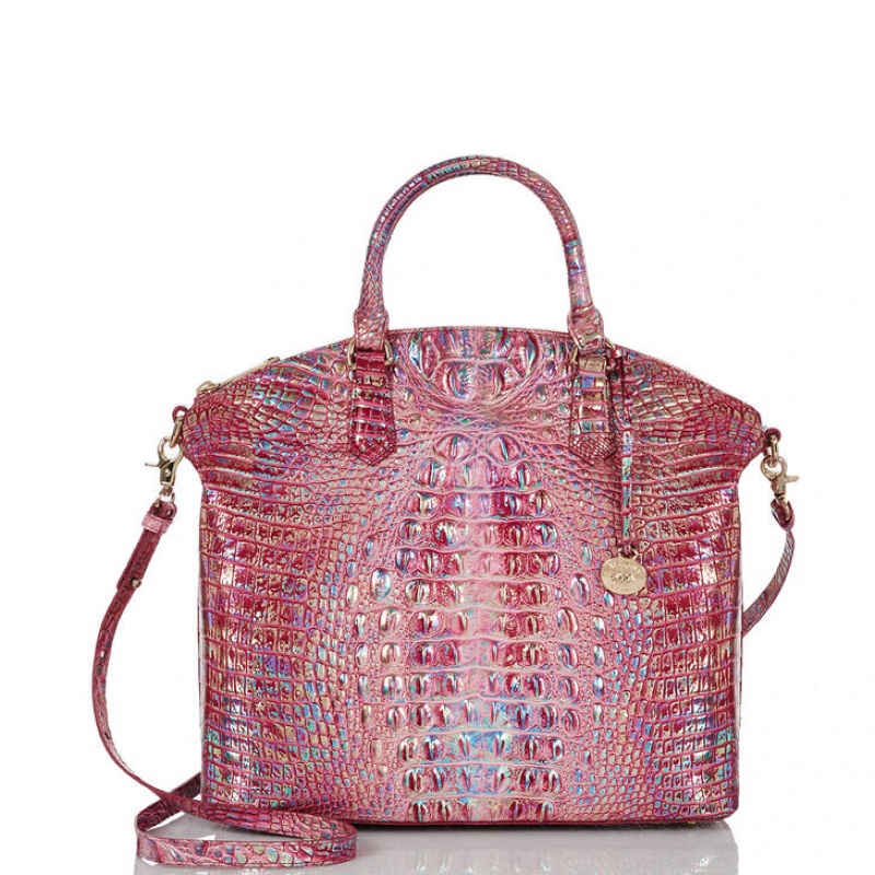 Fuchsia Women's Brahmin Large Duxbury Satchel Bags | 1759HBGIV