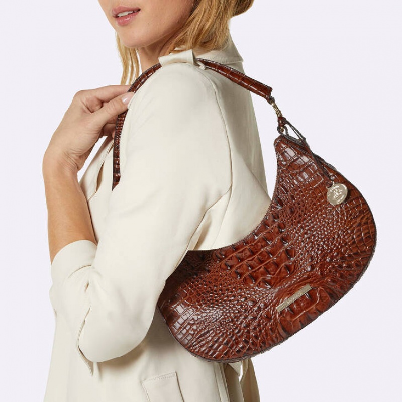 Gold Women's Brahmin Small Bekka Shoulder Bags | 9381VUTAH