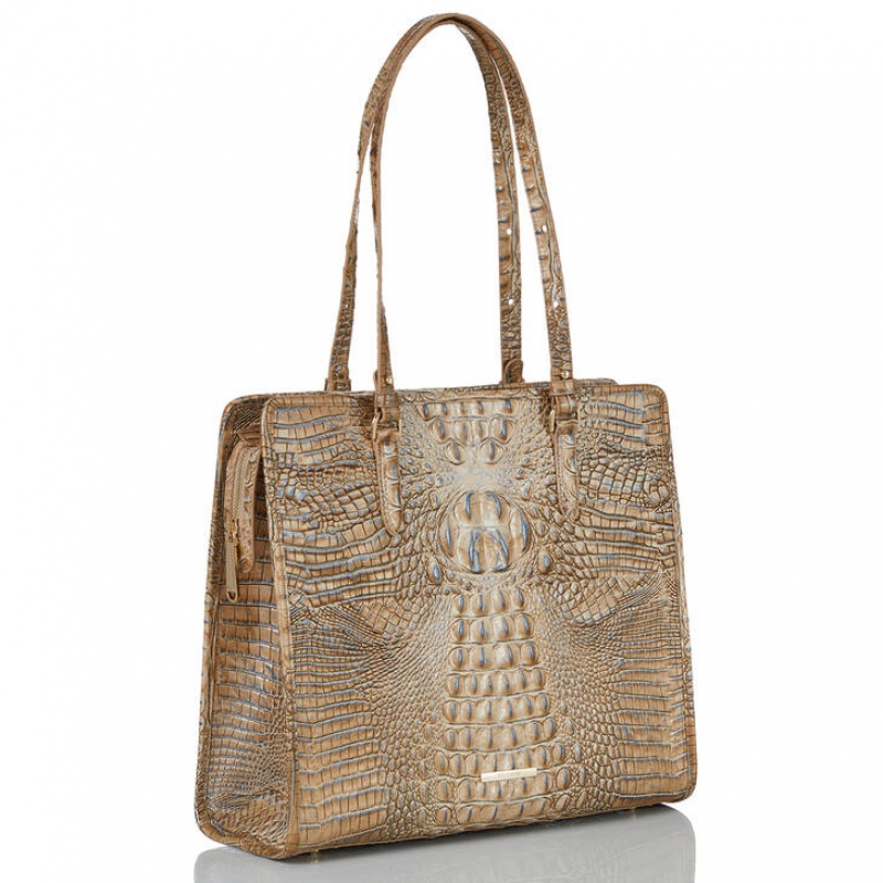 Gold Women's Brahmin Tia Tote Bags | 6290RUSVE