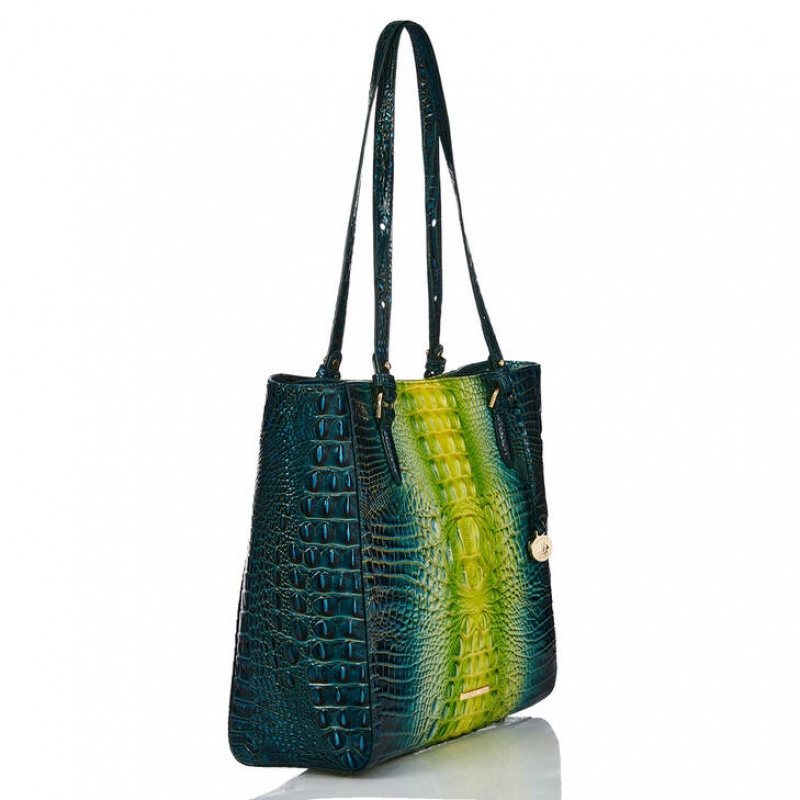 Green Women's Brahmin April Tote Bags | 0241ZDGJB