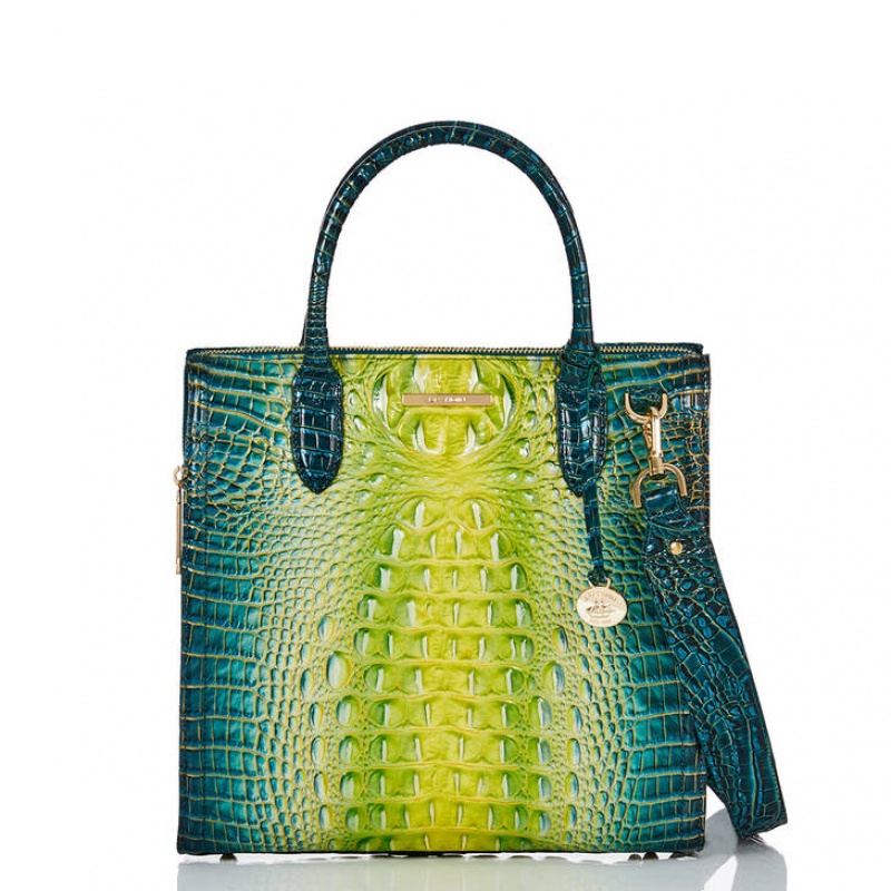 Green Women's Brahmin Caroline Satchel Bags | 6209QPITA