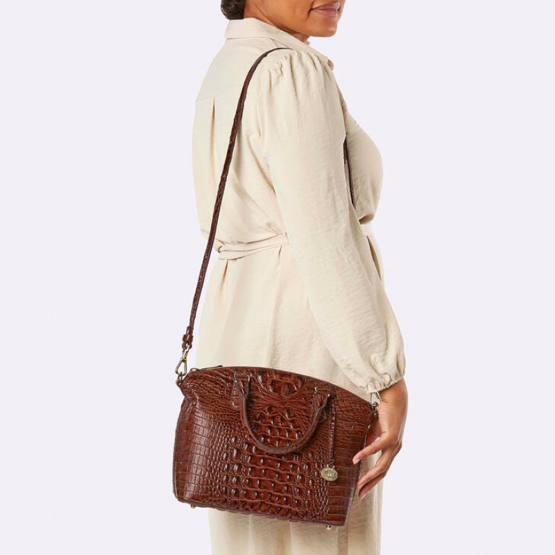 Grey Brown Women's Brahmin Duxbury Satchel Bags | 8573UTWCN