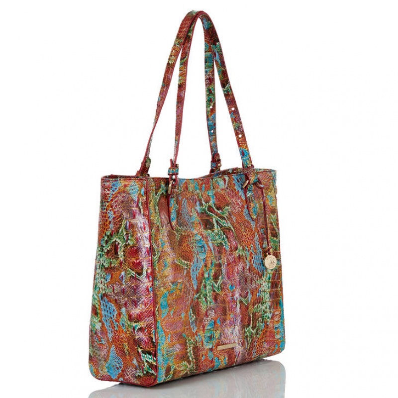 Multicolor Women's Brahmin April Tote Bags | 8710KFCJA