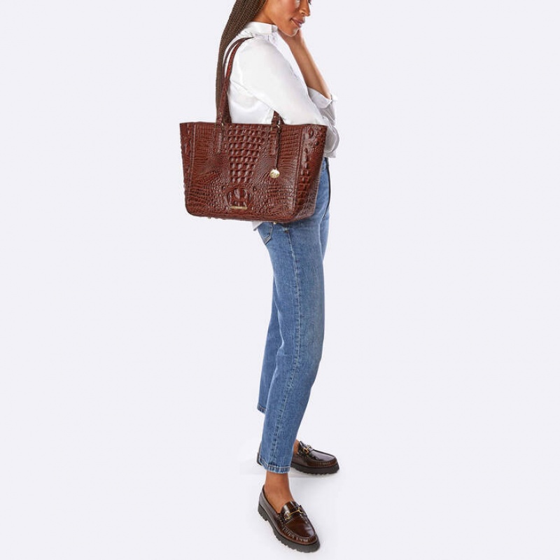 Navy Women's Brahmin Ashlee Tote Bags | 7429WTSXE