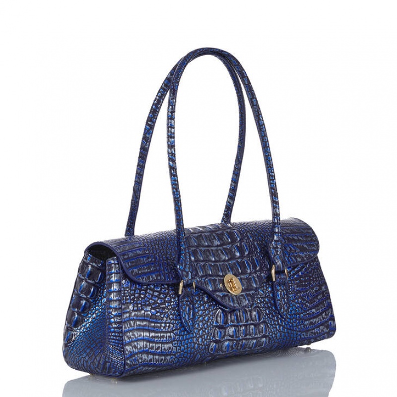 Navy Women's Brahmin Dayan Satchel Bags | 3891KIOZB