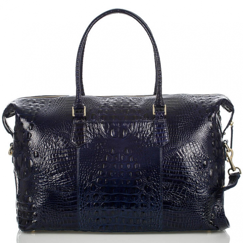 Navy Women's Brahmin Duxbury Weekender Travel Bags | 2578UFKXC