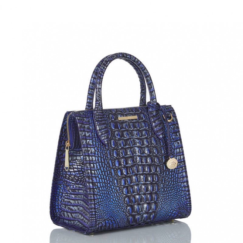 Navy Women's Brahmin Small Caroline Satchel Bags | 5364GHZTY