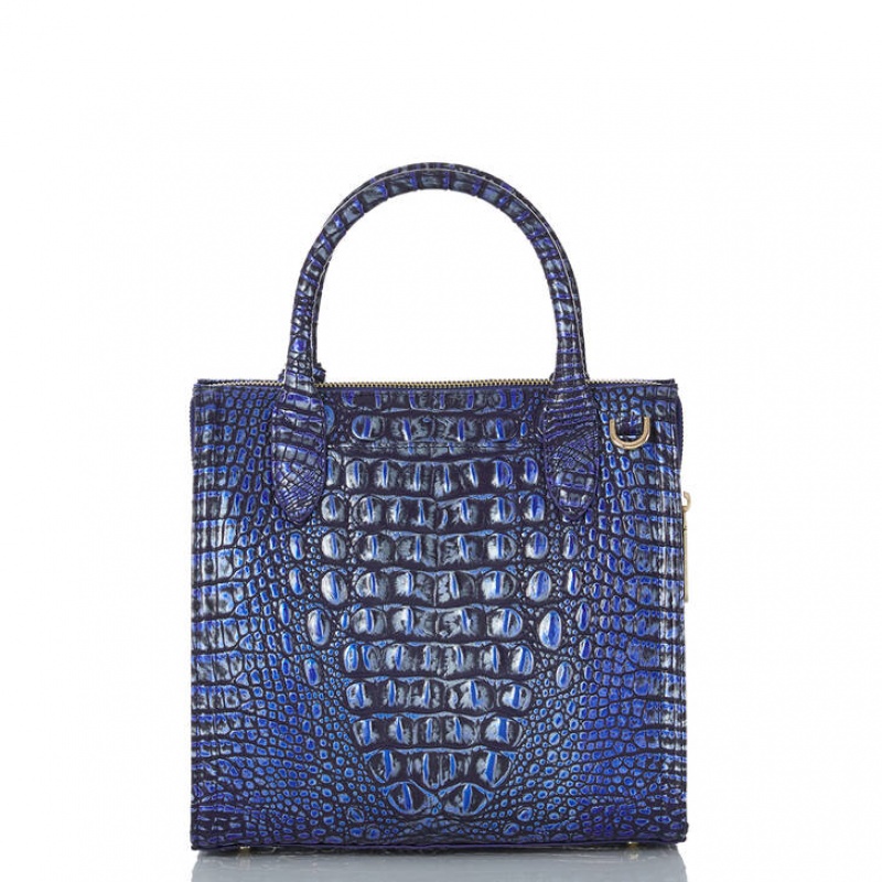 Navy Women's Brahmin Small Caroline Satchel Bags | 5364GHZTY