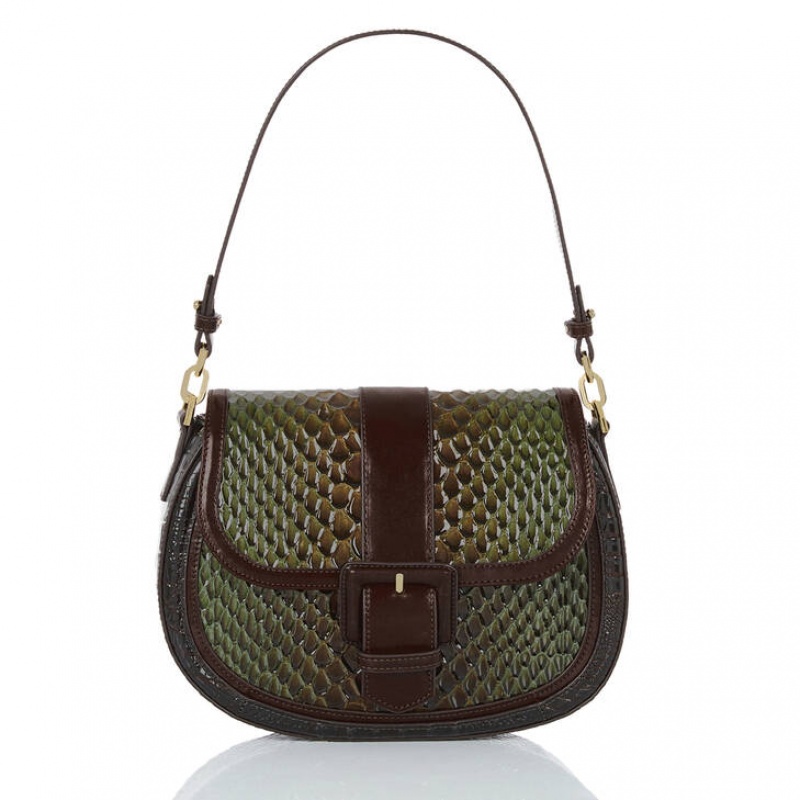 Olive Women's Brahmin Cynthia Shoulder Bags | 4976DWYME