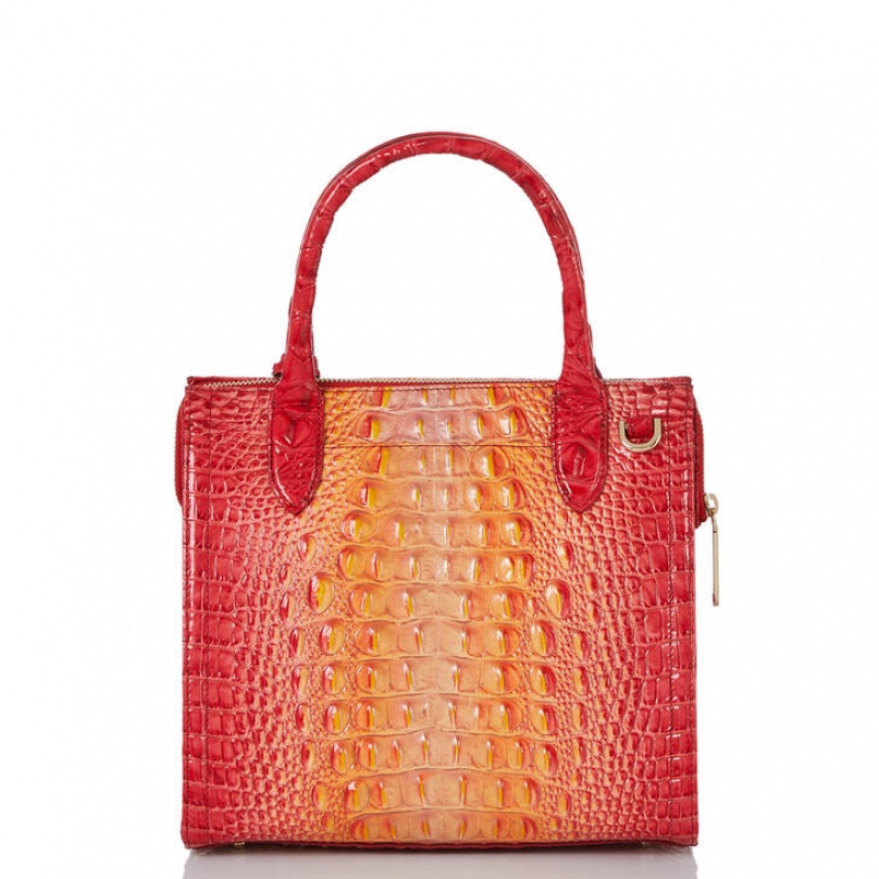 Orange Women's Brahmin Small Caroline Satchel Bags | 7986DKRFO