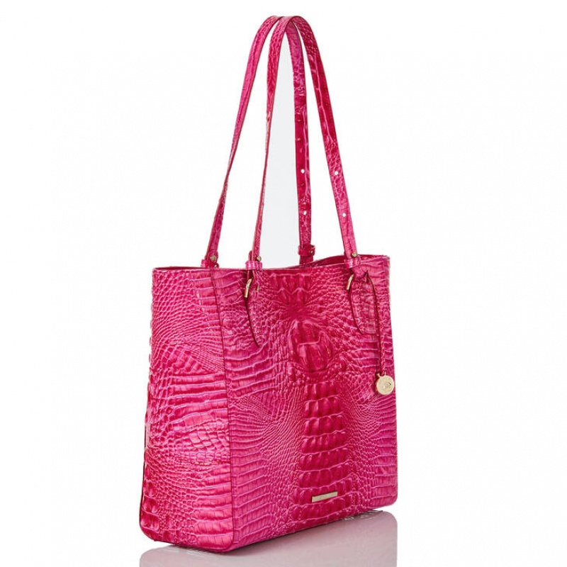 Pink Women\'s Brahmin April Tote Bags | 8956GWIRP