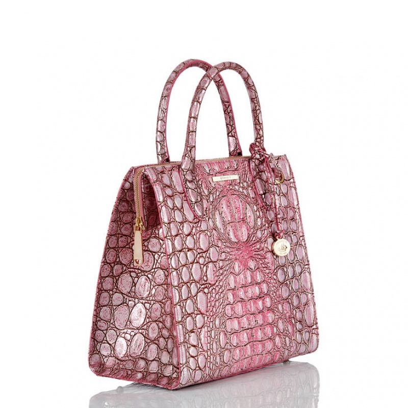 Pink Women\'s Brahmin Caroline Satchel Bags | 8016XMSWB