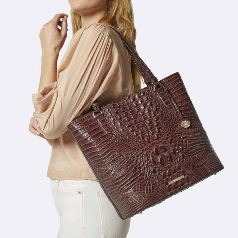 Pink Women's Brahmin Ezra Tote Bags | 7285LKZSH